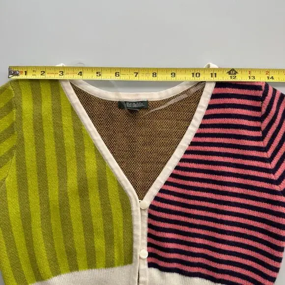 Wild Fable Cropped Long Sleeve V Neck Multicolored Cardigan Sweater Women Size M - Picture 7 of 10